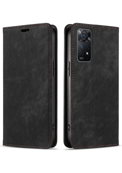 Xiaomi Redmi Için Note 12 Pro 4g/note 11 Pro 5g (Qualcomm)/note 11 Pro 4g (Mediatek) Katlanabilir Stand Pu Deri Cüzdan Kapağı Manyetik Oto Absorbed Telefon Kılıf (Yurt Dışından)