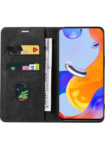 Xiaomi Redmi Için Note 12 Pro 4g/note 11 Pro 5g (Qualcomm)/note 11 Pro 4g (Mediatek) Katlanabilir Stand Pu Deri Cüzdan Kapağı Manyetik Oto Absorbed Telefon Kılıf (Yurt Dışından) fiyatları