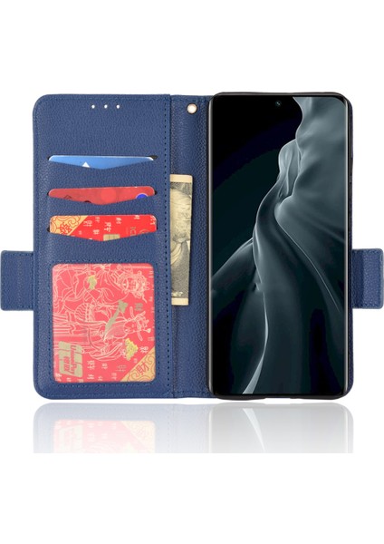 Tam Koruma Litchi Doku Pu Deri Manyetik Kapatma Cüzdan Kılıfı Stand Tpu Xiaomi 12 5G/12X 5G/12S 5g-Dark Mavi Için Şok Geçirmez Flip Kapak (Yurt Dışından) indirimleri