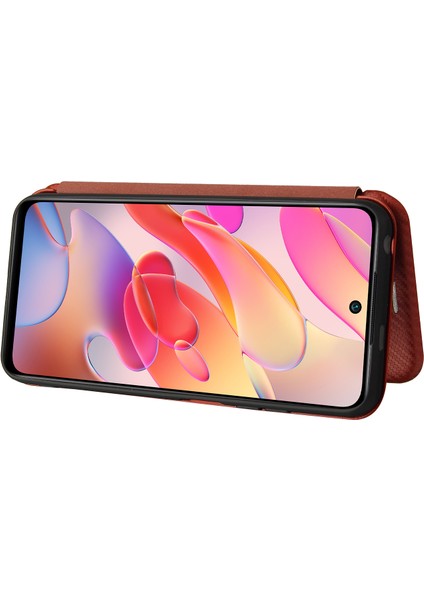 Karbon Fiber Doku Xiaomi Redmi Için Kart Yuvası ve Halka Kayışı ile Otomatik Absorlanmış Deri Kılıf Not 10 5g/poco M3 Pro 4g/5g-Orange (Yurt Dışından)