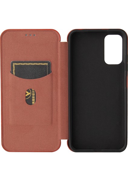 Karbon Fiber Doku Xiaomi Redmi Için Kart Yuvası ve Halka Kayışı ile Otomatik Absorlanmış Deri Kılıf Not 10 5g/poco M3 Pro 4g/5g-Orange (Yurt Dışından)