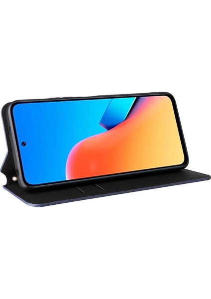 Xiaomi Redmi Için Flip Stand Telefon Kılıfı 12 4g/12 5g/not 12R 5g/poco M6 Pro 5g Rhombus Baskılı Pu Deri Cüzdan Kapak-Mavi (Yurt Dışından) modelleri
