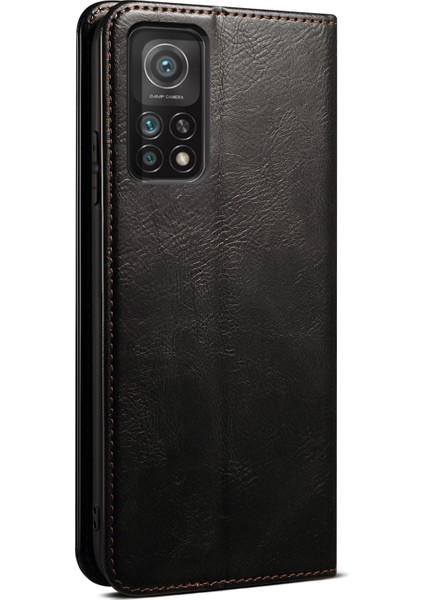 Mumsu Çılgın At Dokusu Manyetik Otomatik Obsorbed Pu Deri Cüzdan Stand Telefon Kılıfı Xiaomi 11T 5G/11T Pro 5g-Black (Yurt Dışından) modelleri