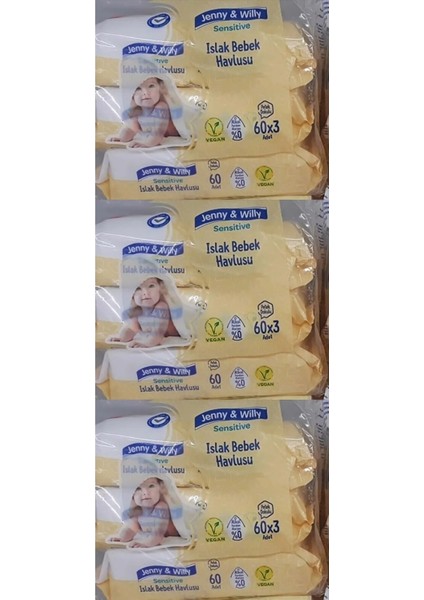 Sensitive Islak Bebek Havlusu 60X3 - 3 Adet 3 Lü Paket