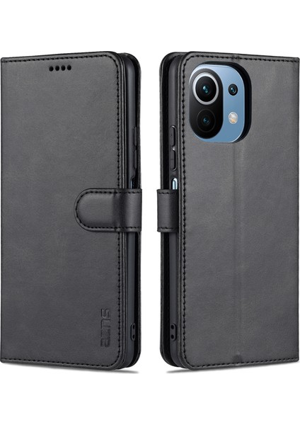 Cüzdan Deri Manyetik Kapanma Folio Flip Stant Kasa Kapağı Xiaomi Mi 11 Lite 4g /5g /11 Lite 5g Ne-Black (Yurt Dışından)