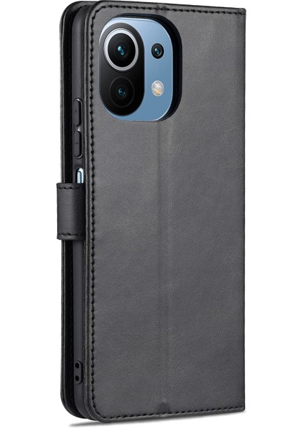 Cüzdan Deri Manyetik Kapanma Folio Flip Stant Kasa Kapağı Xiaomi Mi 11 Lite 4g /5g /11 Lite 5g Ne-Black (Yurt Dışından)