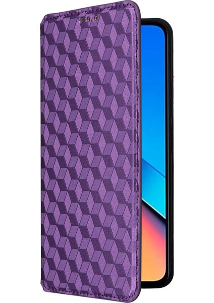 Xiaomi Redmi Için Flip Stand Telefon Kılıfı 12 4g/12 5g/not 12R 5g/poco M6 Pro 5g Rhombus Baskılı Pu Deri Cüzdan Kapak-Mor (Yurt Dışından) indirimleri