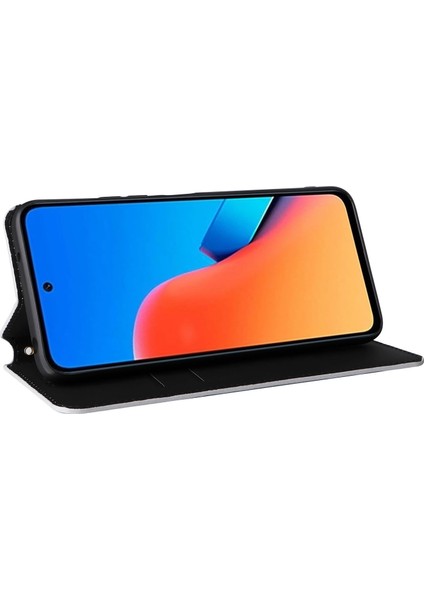Xiaomi Redmi Için Flip Stand Telefon Kılıfı 12 4g/12 5g/not 12R 5g/poco M6 Pro 5g Rhombus Baskılı Pu Deri Cüzdan Kapak Silver (Yurt Dışından) modelleri