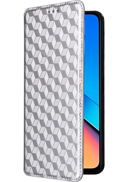 Xiaomi Redmi Için Flip Stand Telefon Kılıfı 12 4g/12 5g/not 12R 5g/poco M6 Pro 5g Rhombus Baskılı Pu Deri Cüzdan Kapak Silver (Yurt Dışından) indirimleri