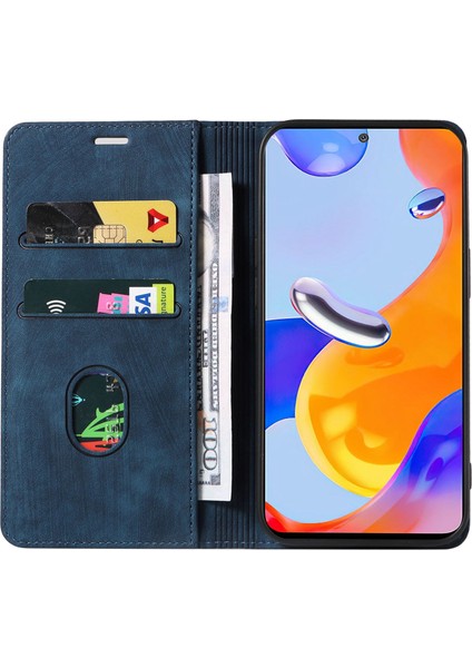 Xiaomi Redmi Için Note 12 Pro 4g/note 11 Pro 5g (Qualcomm)/note 11 Pro 4g (Mediatek) Katlanabilir Stand Pu Deri Cüzdan Kapağı Manyetik Otomatik Azal Absorbed Telefon Kılıf Mavisi (Yurt Dışından) fiyatları