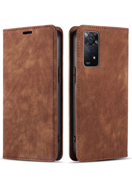 Xiaomi Redmi Için Note 12 Pro 4g/note 11 Pro 5g (Qualcomm)/note 11 Pro 4g (Mediatek) Katlanabilir Stand Pu Deri Cüzdan Kapağı Manyetik Otomatik Ahmed Telefon Kahverengi (Yurt Dışından)