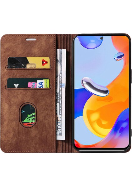 Xiaomi Redmi Için Note 12 Pro 4g/note 11 Pro 5g (Qualcomm)/note 11 Pro 4g (Mediatek) Katlanabilir Stand Pu Deri Cüzdan Kapağı Manyetik Otomatik Ahmed Telefon Kahverengi (Yurt Dışından) fiyatları