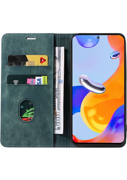 Xiaomi Redmi Için Note 12 Pro 4g/note 11 Pro 5g (Qualcomm)/note 11 Pro 4g (Mediatek) Katlanabilir Stand Pu Deri Cüzdan Kapağı Manyetik Oto Ahmed Telefon Kılıf Yeşili (Yurt Dışından) fiyatları