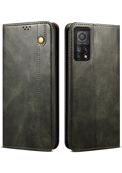 Mumsu Çılgın At Dokusu Manyetik Otomatik Obsorbed Pu Deri Cüzdan Stand Telefon Kılıfı Xiaomi 11T 5G/11T Pro 5g-Yeşil (Yurt Dışından)