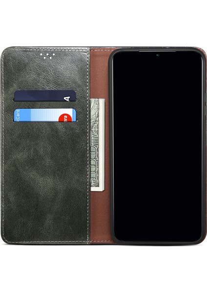 Mumsu Çılgın At Dokusu Manyetik Otomatik Obsorbed Pu Deri Cüzdan Stand Telefon Kılıfı Xiaomi 11T 5G/11T Pro 5g-Yeşil (Yurt Dışından) fırsatları