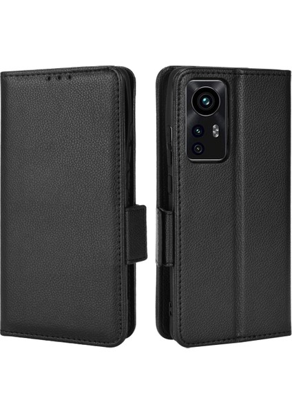 Tam Koruma Litchi Doku Pu Deri Manyetik Kapatma Cüzdan Kılıf Stand Tpu Xiaomi 12 5G/12X 5G/12S 5g-Black Için Şok Geçirmez Flip Kapak (Yurt Dışından)