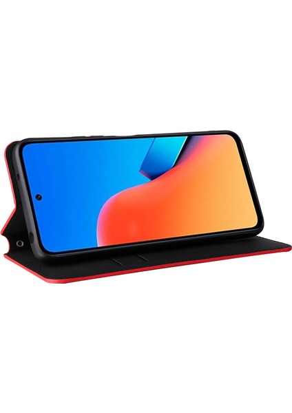 Xiaomi Redmi Için Flip Stand Telefon Kılıfı 12 4g/12 5g/not 12R 5g/poco M6 Pro 5g Rhombus Baskılı Pu Deri Cüzdan Kapak-Kırmızı (Yurt Dışından) modelleri