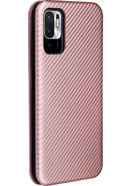 Karbon Fiber Doku Xiaomi Redmi Için Kart Yuvası ve Halka Kayışı ile Otomatik Emer Deri Kılıf Not 10 5g/poco M3 Pro 4g/5g-Ros (Yurt Dışından) modelleri