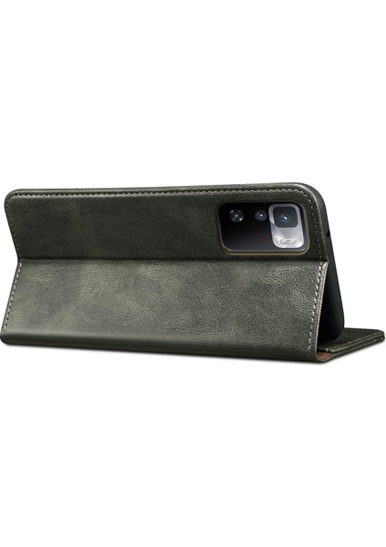 Cüzdan Stand Tasarımı Xiaomi Redmi Için Otomatik Absorbed Yağ-Beyaz Deri Telefon Kılıfı Note 10 Pro 5g (Çin)/xiaomi Poco X3 Gt-Green (Yurt Dışından) indirimleri