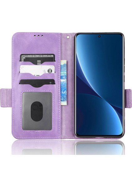 Xiaomi 12 Pro 5g/12 Pro (Boyut) Için 5G/12S Pro 5g Baskılı Üçgen Desen Şok Geçirmez Kılıf Stand Pu Deri Telefon Kapak-Doğru (Yurt Dışından)