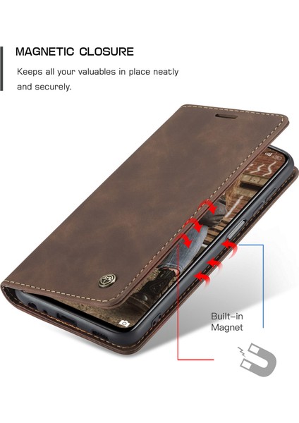 Basit Tasarım Otomatik Varma Deri Cüzdan Stand Stand Kılıfı Xiaomi Redmi Not 10 4g/not 10S/POCO M5S 4g-Coffee (Yurt Dışından) fiyatları