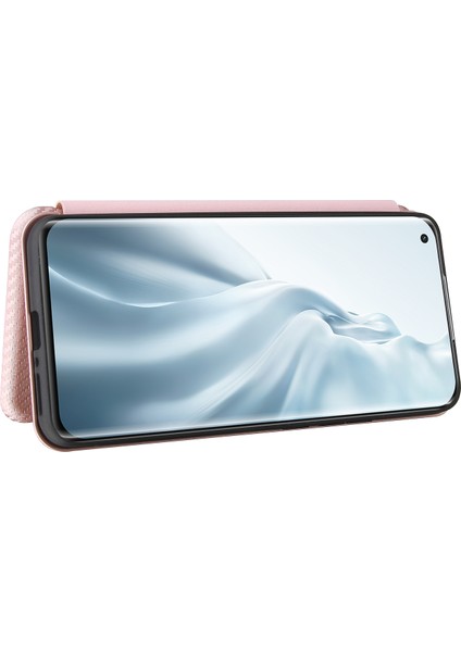 Karbon Fiber Doku Otomatik Absorbed Deri Stand Telefon Kabuğu Kapak Xiaomi Mi 11 Pro-Rose Altın Için Kart Yuvası (Yurt Dışından)