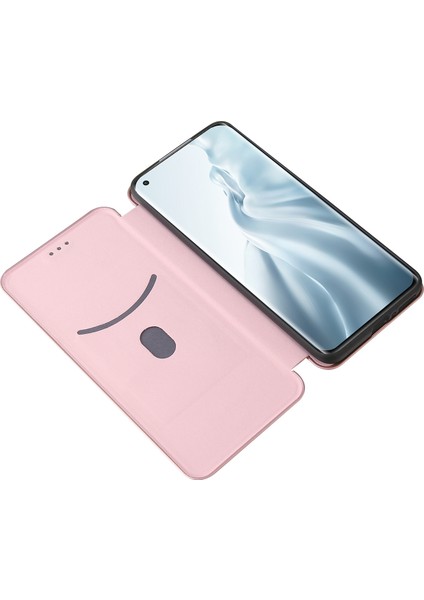 Karbon Fiber Doku Otomatik Absorbed Deri Stand Telefon Kabuğu Kapak Xiaomi Mi 11 Pro-Rose Altın Için Kart Yuvası (Yurt Dışından)