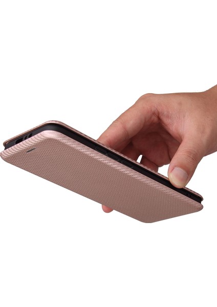 Karbon Fiber Doku Otomatik Absorbed Deri Stand Telefon Kabuğu Kapak Xiaomi Mi 11 Pro-Rose Altın Için Kart Yuvası (Yurt Dışından)