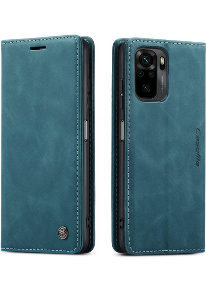 Basit Tasarım Otomatik Varma Deri Cüzdan Stand Standı Kılıfı Xiaomi Redmi Not 10 4g/not 10S/POCO M5S 4g-Yeşil (Yurt Dışından)