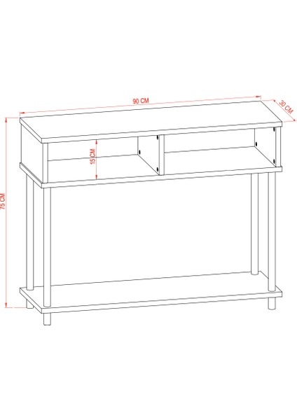 Ahşap Ayaklı Dresuar Dekoratif Raflı Konsol Modern Mutfak Düzenleyici Çok Amaçlı Raf - Safir Meşe