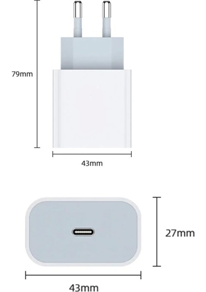 Yeni Nesil Type-C Girişli Iphone 7 8 x 11 12 Uyumlu 20W Hızlı Şarj Adaptörü