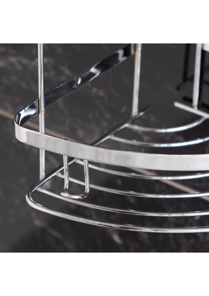 Banora Basic 2 Raflı Köşe Askı, Duş Rafı, Şampuanlık, Krom fırsatları