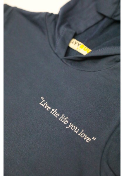 Erkek Çocuk Kanguru Kapüşonlu Eşofman Takımı Live The Life You Love