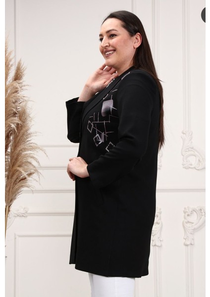 Büyük Beden Kruvaze Model Krep Kumaş Iç Bluzlu Ceket fiyatları