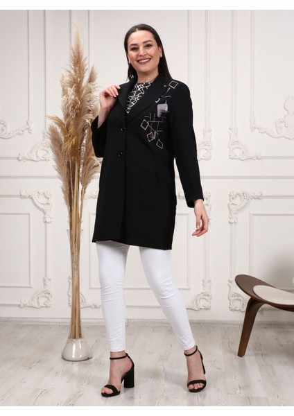 Büyük Beden Kruvaze Model Krep Kumaş Iç Bluzlu Ceket modelleri