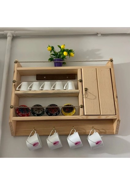 Doğal Ahşap Country Tasarım Kapaklı Mutfak Rafı / Terek fırsatları