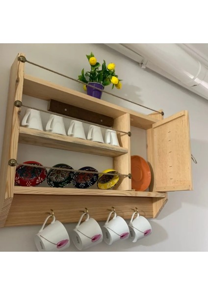 Doğal Ahşap Country Tasarım Kapaklı Mutfak Rafı / Terek indirimleri