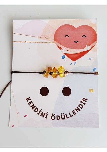 Asansörlü Kehribar Unisex Bileklik Kahverengi Ip Bileklik