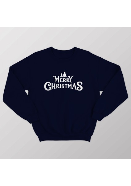 Kadın Lacivert Oversıze Içi Merry Chrıstmas Yazılı Sweatshırt