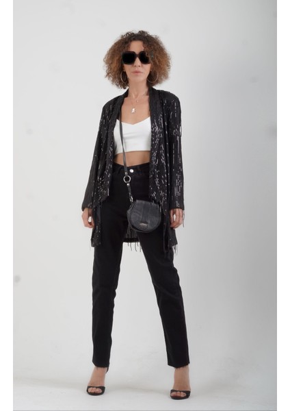 Siyah Püsküllü Pul Payet Ceket fiyatları