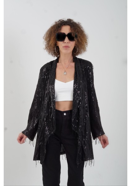 Siyah Püsküllü Pul Payet Ceket fırsatları