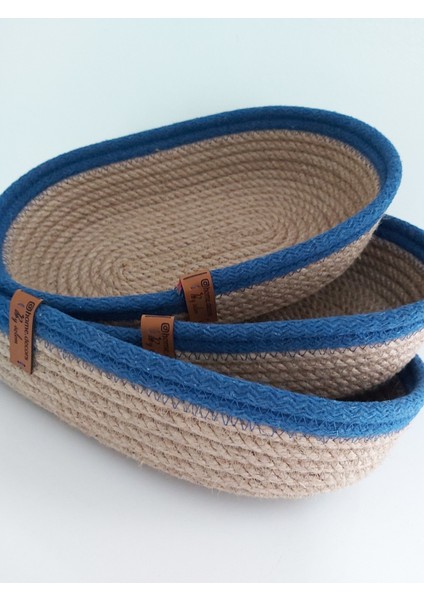 3'lü Oval Hasır Sepet Düzenleyici Organizer Dekorasyon HEDIYELIK-31X18X5/26X16X5/22X15X5 fiyatları