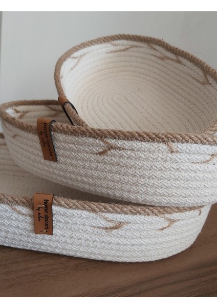 3'lü Oval Hasır Sepet Düzenleyici Organizer Dekorasyon HEDIYELIK-31X18X5/26X16X5/22X15X5 fiyatları