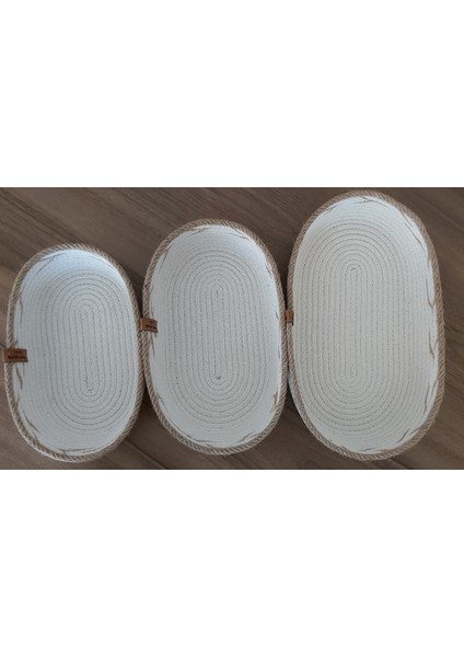 3'lü Oval Hasır Sepet Düzenleyici Organizer Dekorasyon HEDIYELIK-31X18X5/26X16X5/22X15X5 fırsatları