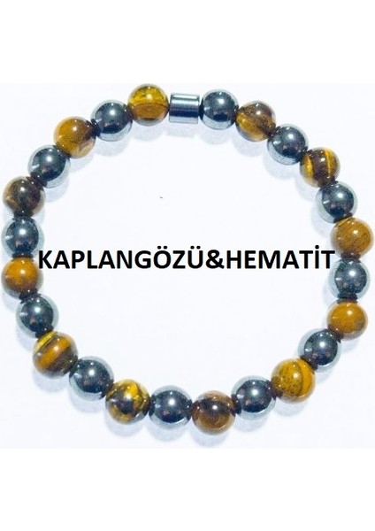 Kaplangözü & Hematit 8mm Doğal Taş Bileklik