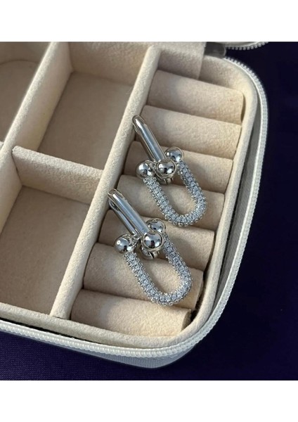 Çelik Taşlı Tifany Küpe