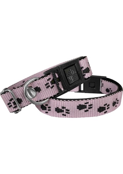 Köpek Tasması Patili Dokuma 2 cm x Min 30 cm x Max 50 cm Açık Pembe