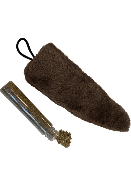 CLZ205 Kedi Oyuncağı Kedi Otlu Peluş Kuyruk 18-20 cm Kahverengi