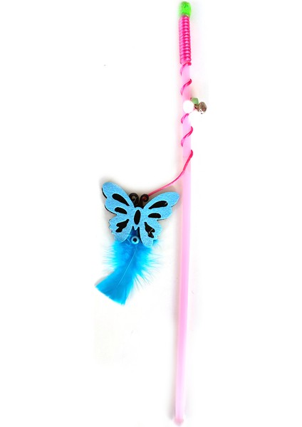 CLZ205 Plastik Saplı Kedi Oltası Kelebek Karışık Renk 42 cm
