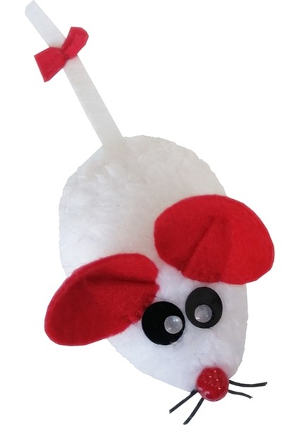 CLZ205 Kedi Oyuncağı Bıyıklı Peluş Fare 4,5 x 6-15 cm Beyaz fiyatları
